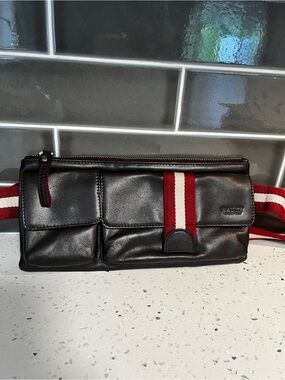 Bally Made in Italy Brown Leather Belt Bag Fanny Pack Signature Stripe